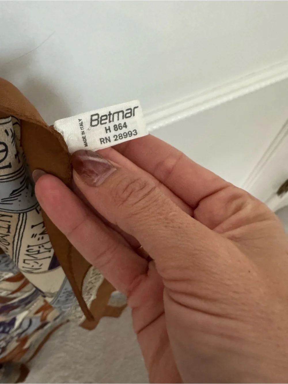 betmar Floral & Geometric Silk Scarf in Brown, Orange & Purple